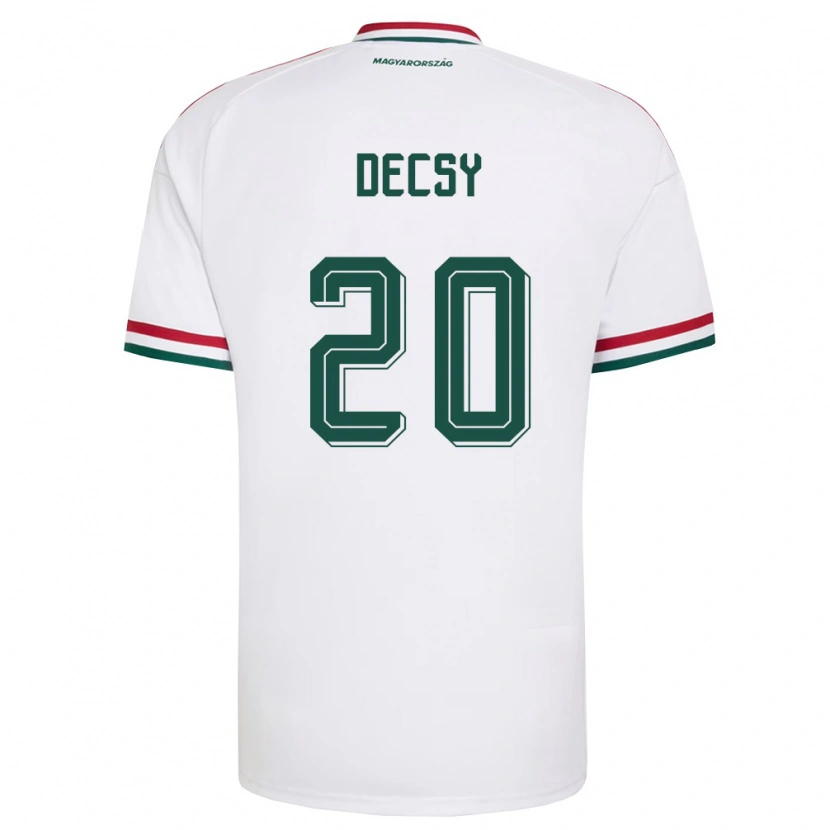 Danxen Mujer Camiseta Hungría Ádám Décsy #20 Blanco Rojo Verde 2ª Equipación 26-28 La Camisa