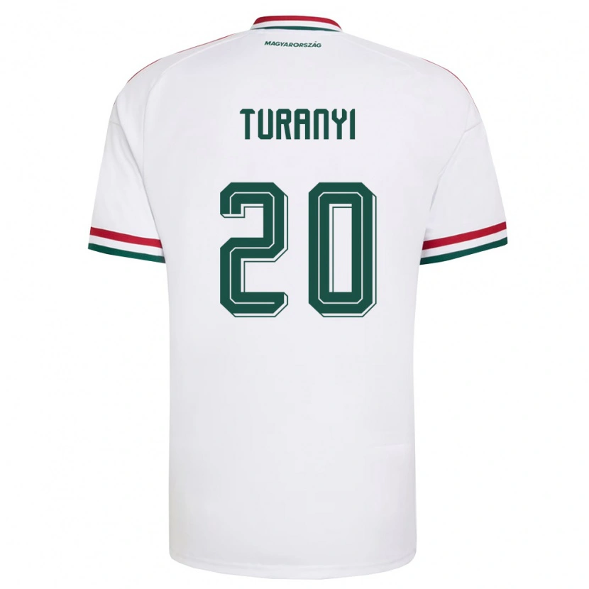 Danxen Mujer Camiseta Hungría Lilla Turányi #20 Blanco Rojo Verde 2ª Equipación 26-28 La Camisa