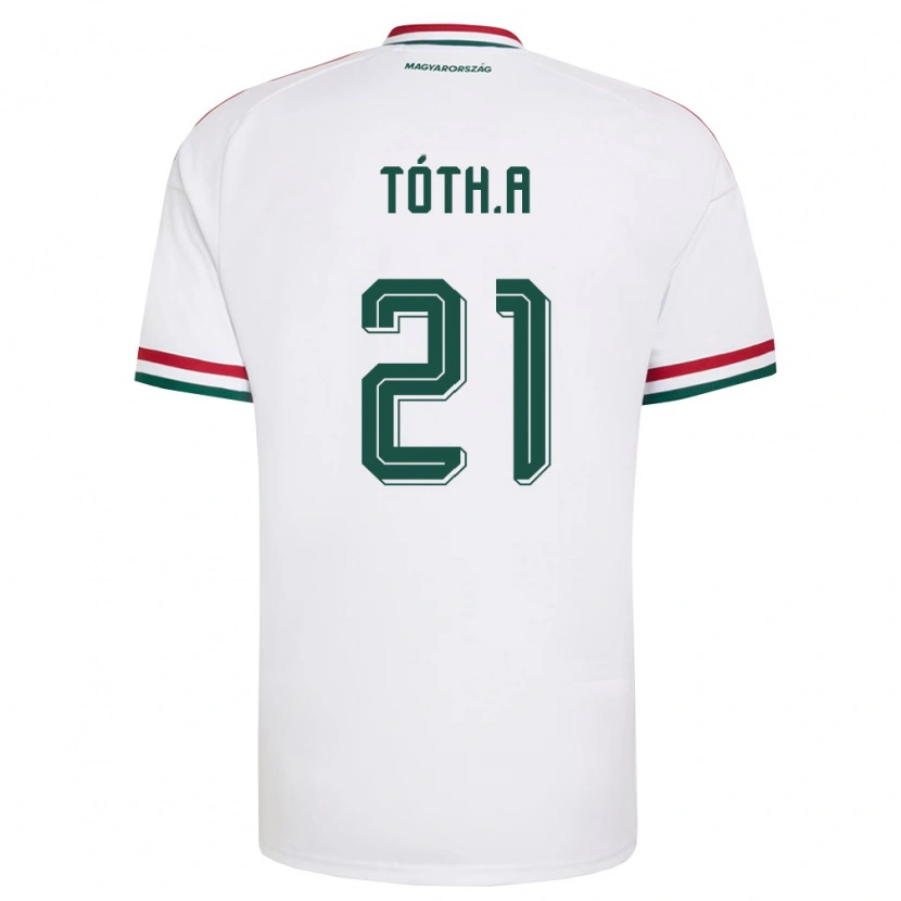 Danxen Mujer Camiseta Hungría Alex Tóth #21 Blanco Rojo Verde 2ª Equipación 26-28 La Camisa