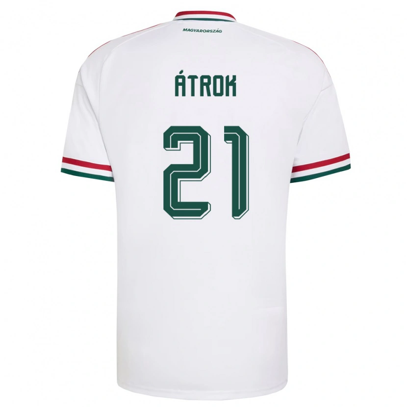 Danxen Mujer Camiseta Hungría István Átrok #21 Blanco Rojo Verde 2ª Equipación 26-28 La Camisa