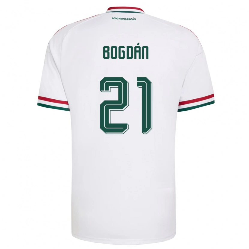 Danxen Mujer Camiseta Hungría Martin Bogdán #21 Blanco Rojo Verde 2ª Equipación 26-28 La Camisa