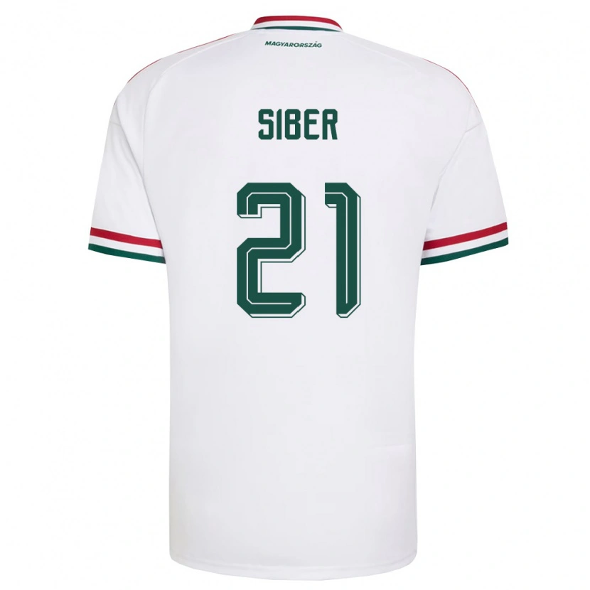 Danxen Mujer Camiseta Hungría Glória Siber #21 Blanco Rojo Verde 2ª Equipación 26-28 La Camisa
