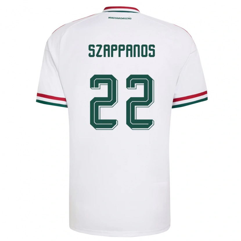 Danxen Mujer Camiseta Hungría Péter Szappanos #22 Blanco Rojo Verde 2ª Equipación 26-28 La Camisa