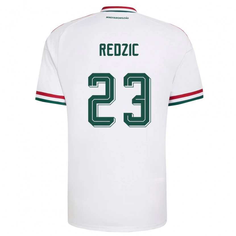 Danxen Mujer Camiseta Hungría Damir Redzic #23 Blanco Rojo Verde 2ª Equipación 26-28 La Camisa