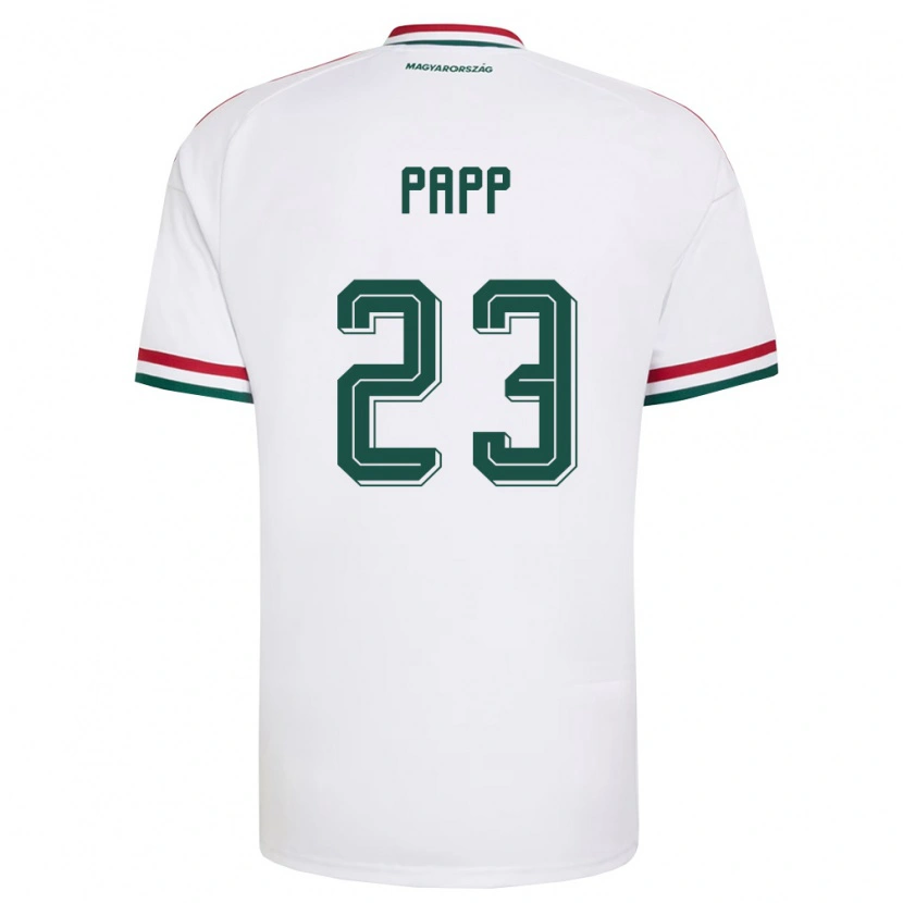 Danxen Mujer Camiseta Hungría Luca Papp #23 Blanco Rojo Verde 2ª Equipación 26-28 La Camisa