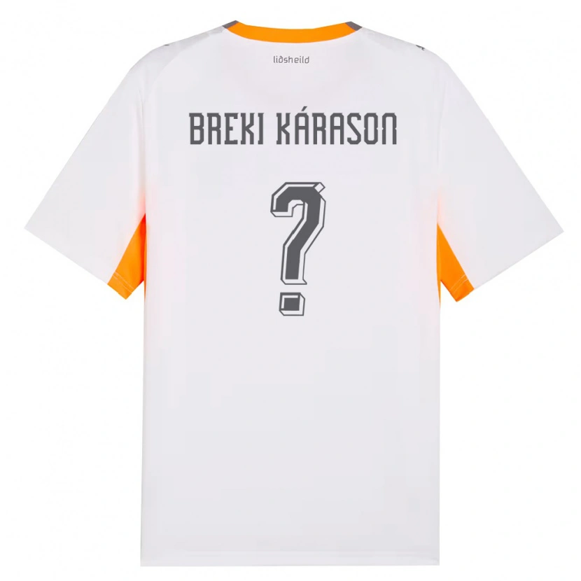 Danxen Mujer Camiseta Islandia Sigurdur Breki Kárason #0 Blanco Naranja Gris 2ª Equipación 26-28 La Camisa
