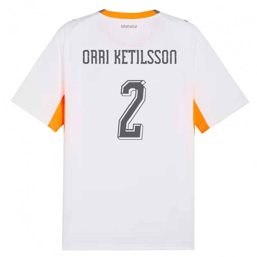 Danxen Mujer Camiseta Islandia Ketill Orri Ketilsson #2 Blanco Naranja Gris 2ª Equipación 26-28 La Camisa
