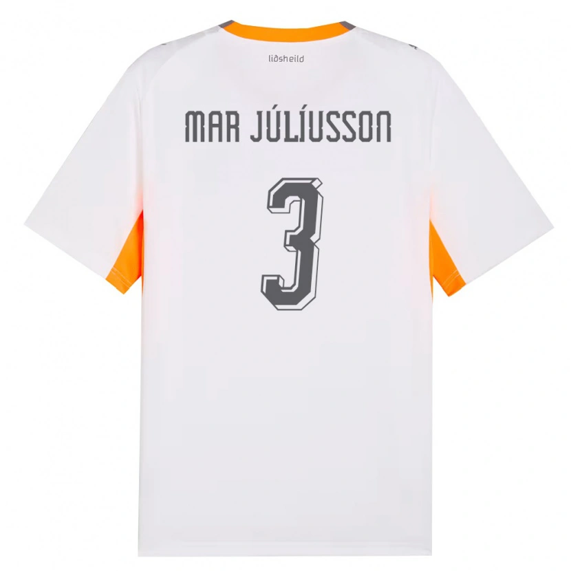 Danxen Mujer Camiseta Islandia Júlíus Mar Júlíusson #3 Blanco Naranja Gris 2ª Equipación 26-28 La Camisa
