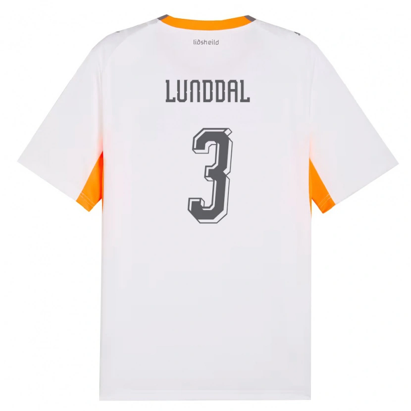Danxen Mujer Camiseta Islandia Valgeir Lunddal #3 Blanco Naranja Gris 2ª Equipación 26-28 La Camisa