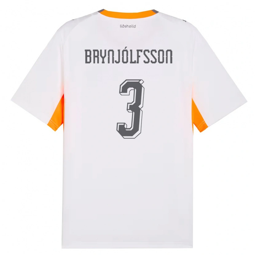 Danxen Mujer Camiseta Islandia Bjarni Gudjón Brynjólfsson #3 Blanco Naranja Gris 2ª Equipación 26-28 La Camisa