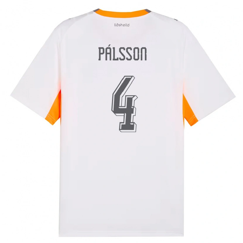 Danxen Mujer Camiseta Islandia Victor Pálsson #4 Blanco Naranja Gris 2ª Equipación 26-28 La Camisa