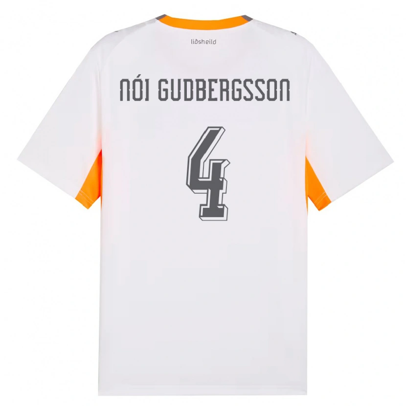 Danxen Mujer Camiseta Islandia Kolbeinn Nói Gudbergsson #4 Blanco Naranja Gris 2ª Equipación 26-28 La Camisa