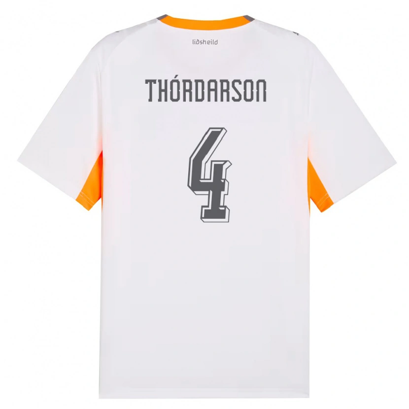 Danxen Mujer Camiseta Islandia Ódinn Sturla Thórdarson #4 Blanco Naranja Gris 2ª Equipación 26-28 La Camisa