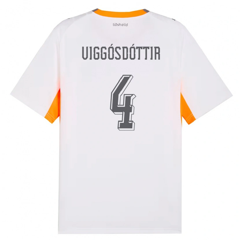 Danxen Mujer Camiseta Islandia Glódís Perla Viggósdóttir #4 Blanco Naranja Gris 2ª Equipación 26-28 La Camisa