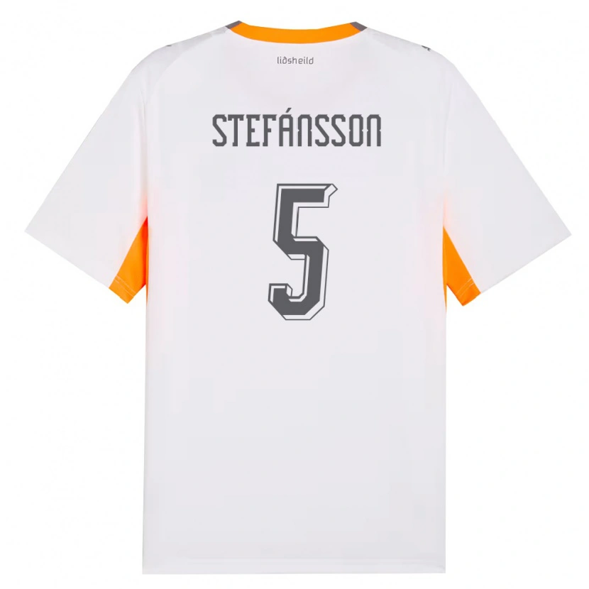 Danxen Mujer Camiseta Islandia Sölvi Stefánsson #5 Blanco Naranja Gris 2ª Equipación 26-28 La Camisa