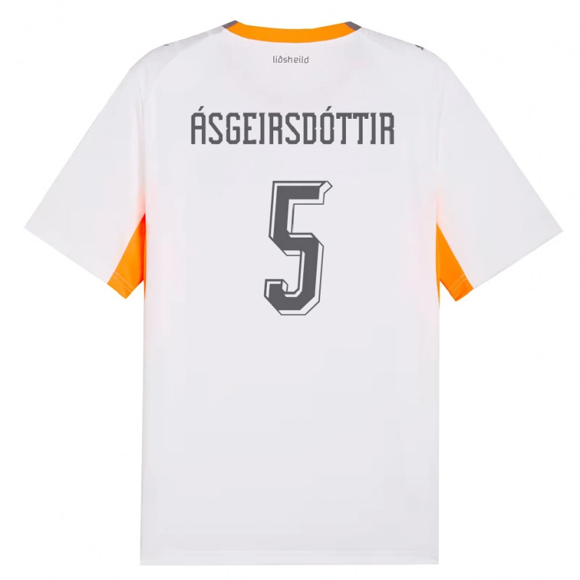 Danxen Mujer Camiseta Islandia Emilía Kiær Ásgeirsdóttir #5 Blanco Naranja Gris 2ª Equipación 26-28 La Camisa