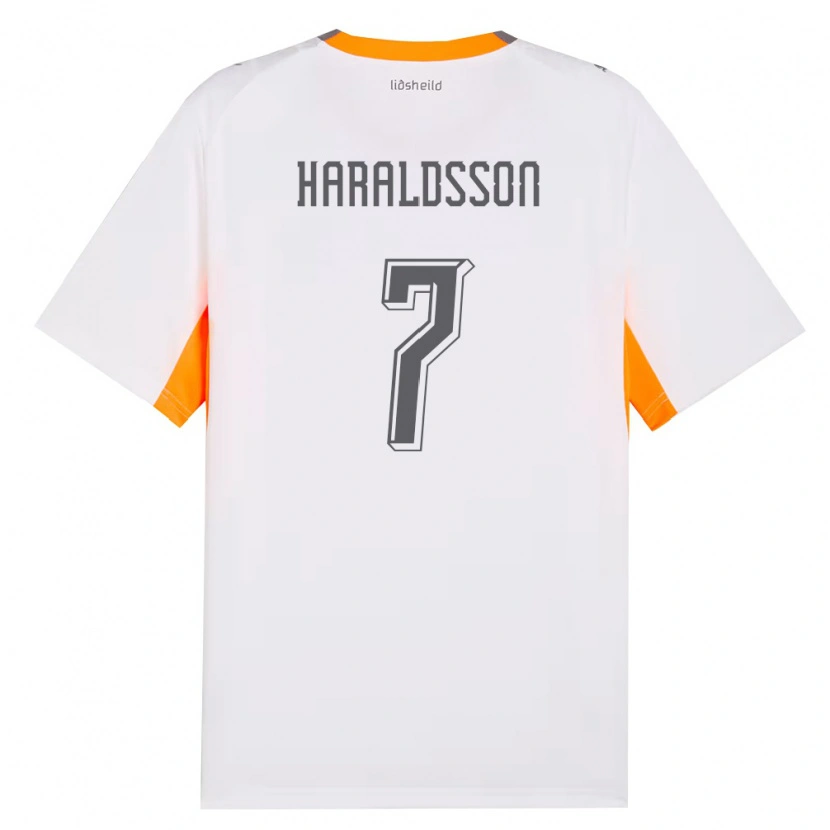 Danxen Mujer Camiseta Islandia Hákon Arnar Haraldsson #7 Blanco Naranja Gris 2ª Equipación 26-28 La Camisa