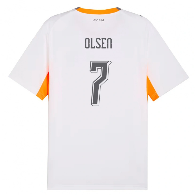 Danxen Mujer Camiseta Islandia Gunnar Olsen #7 Blanco Naranja Gris 2ª Equipación 26-28 La Camisa