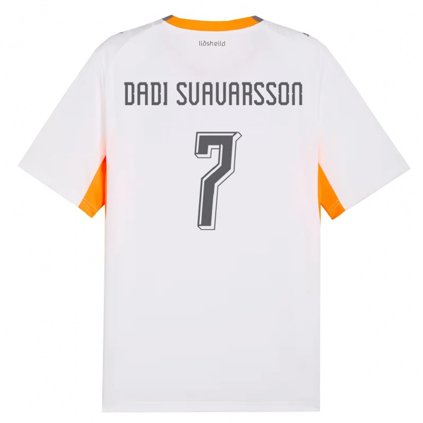 Danxen Mujer Camiseta Islandia Aron Dadi Svavarsson #7 Blanco Naranja Gris 2ª Equipación 26-28 La Camisa