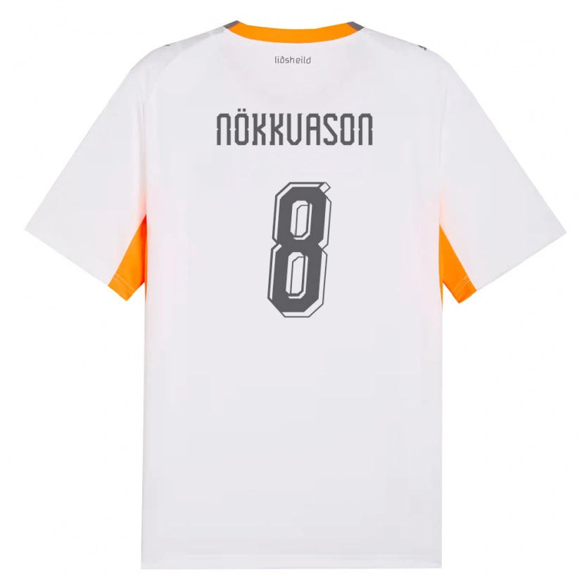 Danxen Mujer Camiseta Islandia Gudmundur Baldvin Nökkvason #8 Blanco Naranja Gris 2ª Equipación 26-28 La Camisa