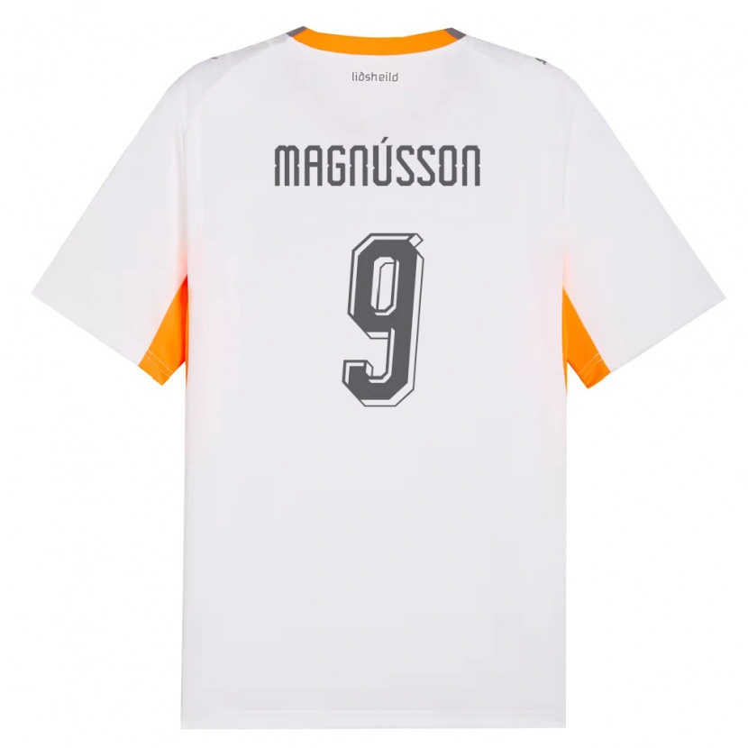 Danxen Mujer Camiseta Islandia Sævar Atli Magnússon #9 Blanco Naranja Gris 2ª Equipación 26-28 La Camisa