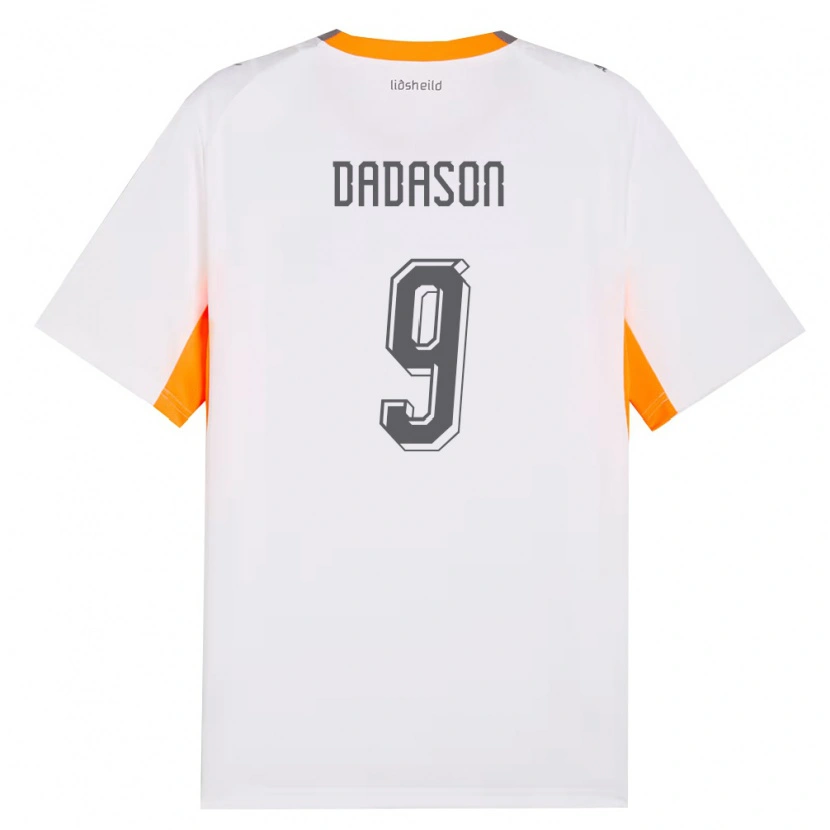 Danxen Mujer Camiseta Islandia Viktor Dadason #9 Blanco Naranja Gris 2ª Equipación 26-28 La Camisa