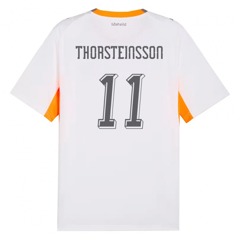 Danxen Mujer Camiseta Islandia Jón Dagur Thorsteinsson #11 Blanco Naranja Gris 2ª Equipación 26-28 La Camisa