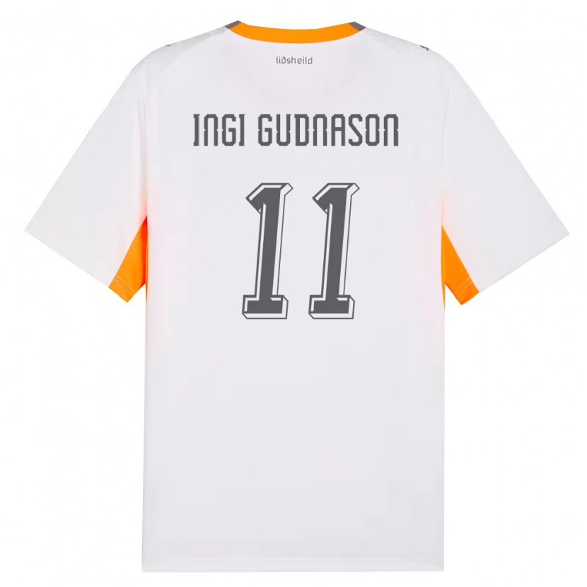 Danxen Mujer Camiseta Islandia Freysteinn Ingi Gudnason #11 Blanco Naranja Gris 2ª Equipación 26-28 La Camisa