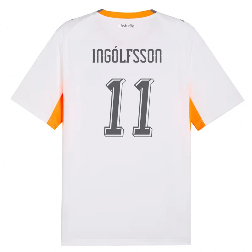Danxen Mujer Camiseta Islandia Thorri Ingólfsson #11 Blanco Naranja Gris 2ª Equipación 26-28 La Camisa