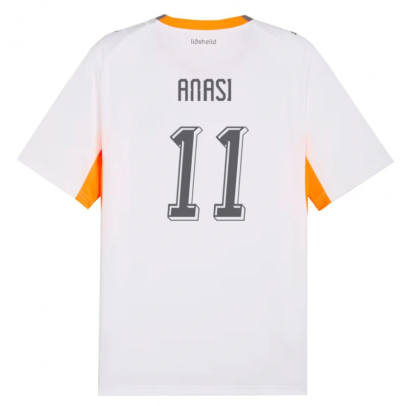 Danxen Mujer Camiseta Islandia Natasha Anasi #11 Blanco Naranja Gris 2ª Equipación 26-28 La Camisa