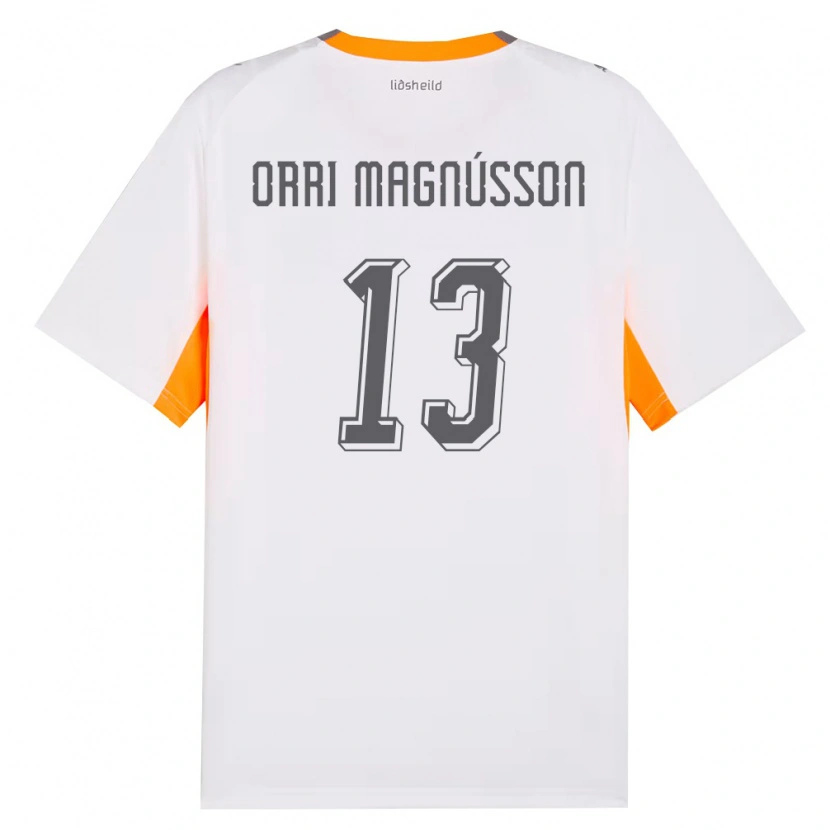 Danxen Mujer Camiseta Islandia Ásgeir Orri Magnússon #13 Blanco Naranja Gris 2ª Equipación 26-28 La Camisa