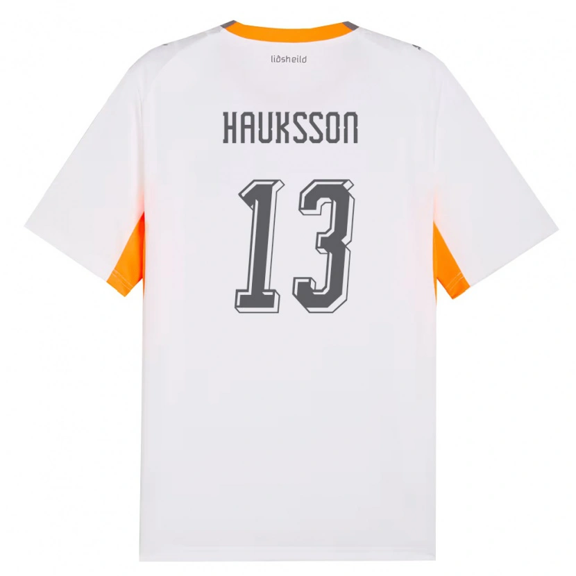 Danxen Mujer Camiseta Islandia Bjarki Hauksson #13 Blanco Naranja Gris 2ª Equipación 26-28 La Camisa