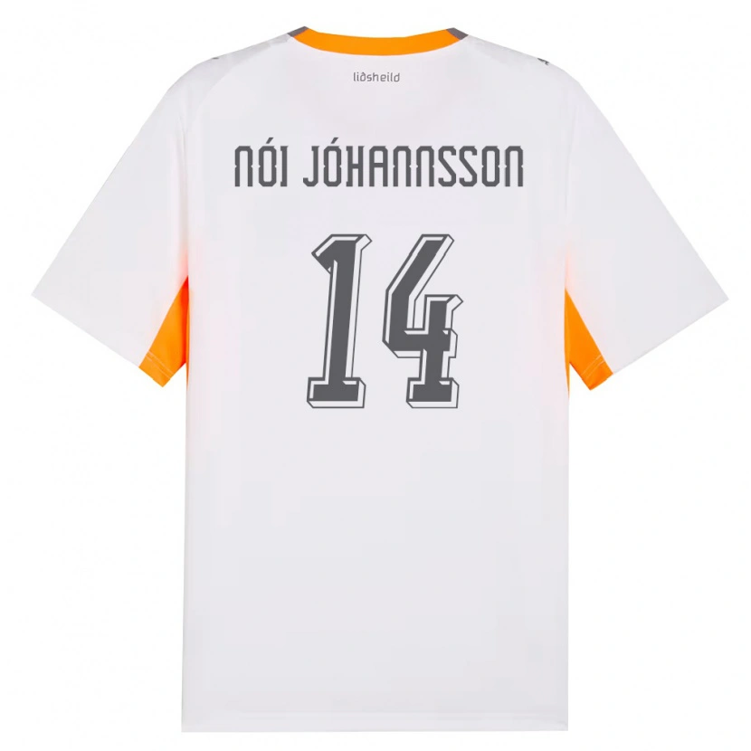 Danxen Mujer Camiseta Islandia Sigurdur Nói Jóhannsson #14 Blanco Naranja Gris 2ª Equipación 26-28 La Camisa