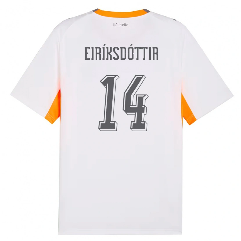 Danxen Mujer Camiseta Islandia Hlín Eiríksdóttir #14 Blanco Naranja Gris 2ª Equipación 26-28 La Camisa