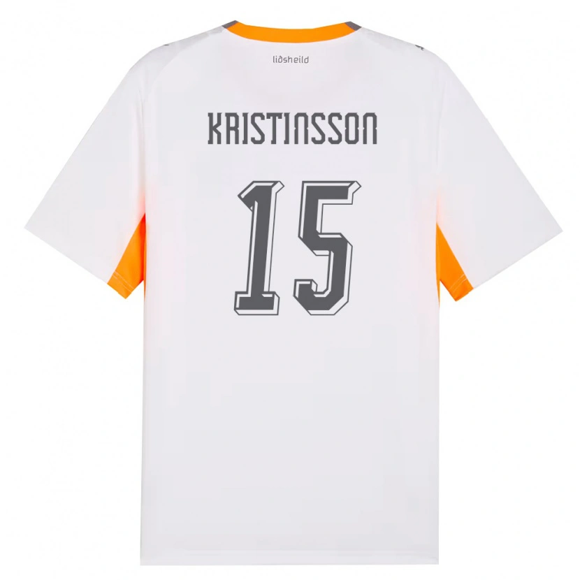 Danxen Mujer Camiseta Islandia Snorri Kristinsson #15 Blanco Naranja Gris 2ª Equipación 26-28 La Camisa