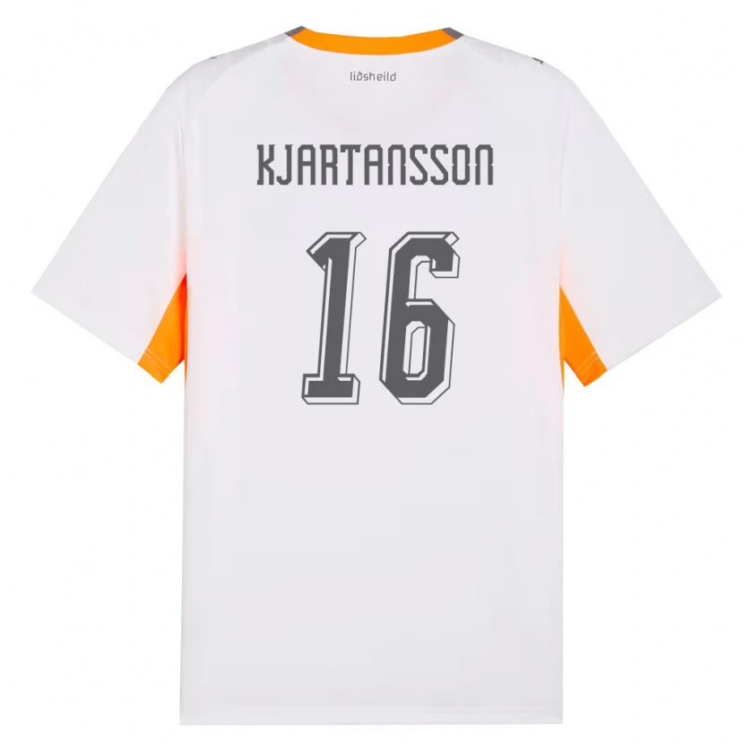 Danxen Mujer Camiseta Islandia Emil M. B. Kjartansson #16 Blanco Naranja Gris 2ª Equipación 26-28 La Camisa