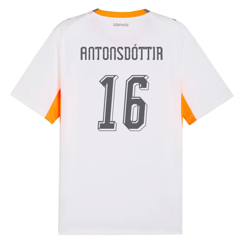 Danxen Mujer Camiseta Islandia Hildur Antonsdóttir #16 Blanco Naranja Gris 2ª Equipación 26-28 La Camisa