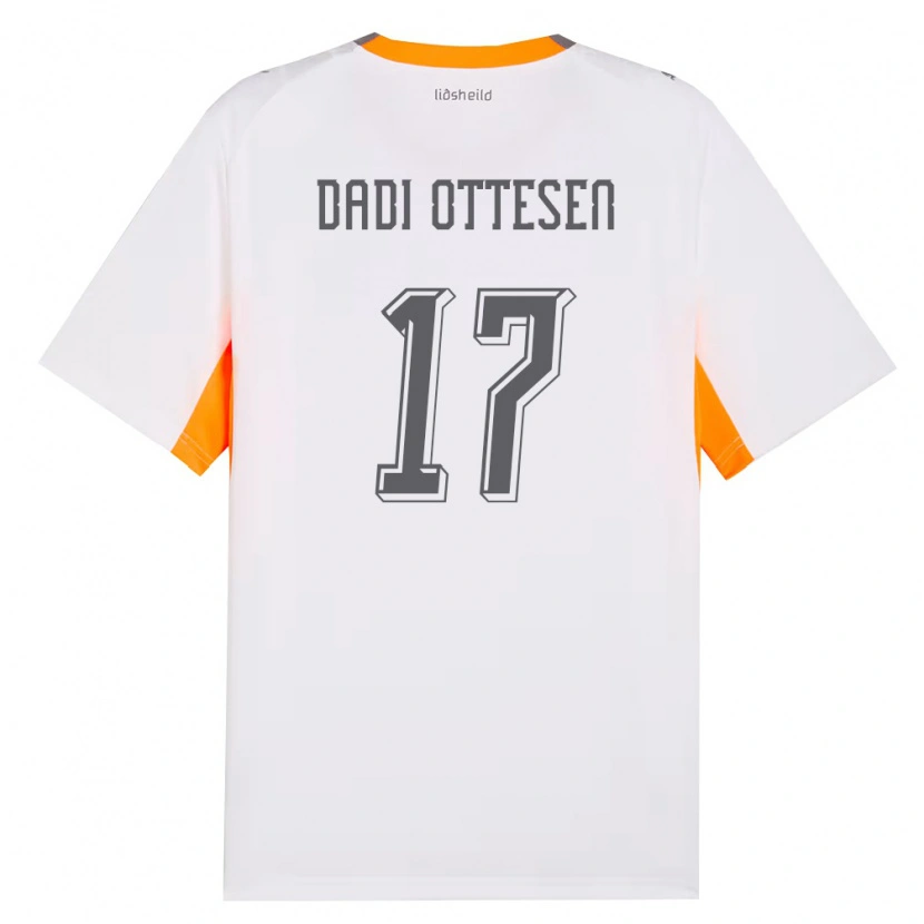 Danxen Mujer Camiseta Islandia Magnus Dadi Ottesen #17 Blanco Naranja Gris 2ª Equipación 26-28 La Camisa