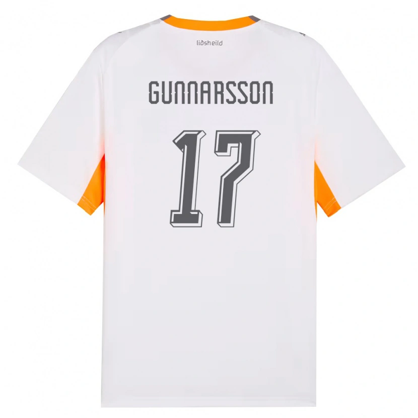 Danxen Mujer Camiseta Islandia Aron Gunnarsson #17 Blanco Naranja Gris 2ª Equipación 26-28 La Camisa