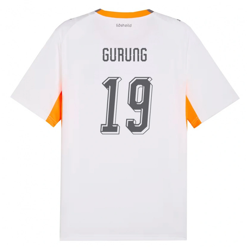 Danxen Mujer Camiseta Islandia Karan Gurung #19 Blanco Naranja Gris 2ª Equipación 26-28 La Camisa