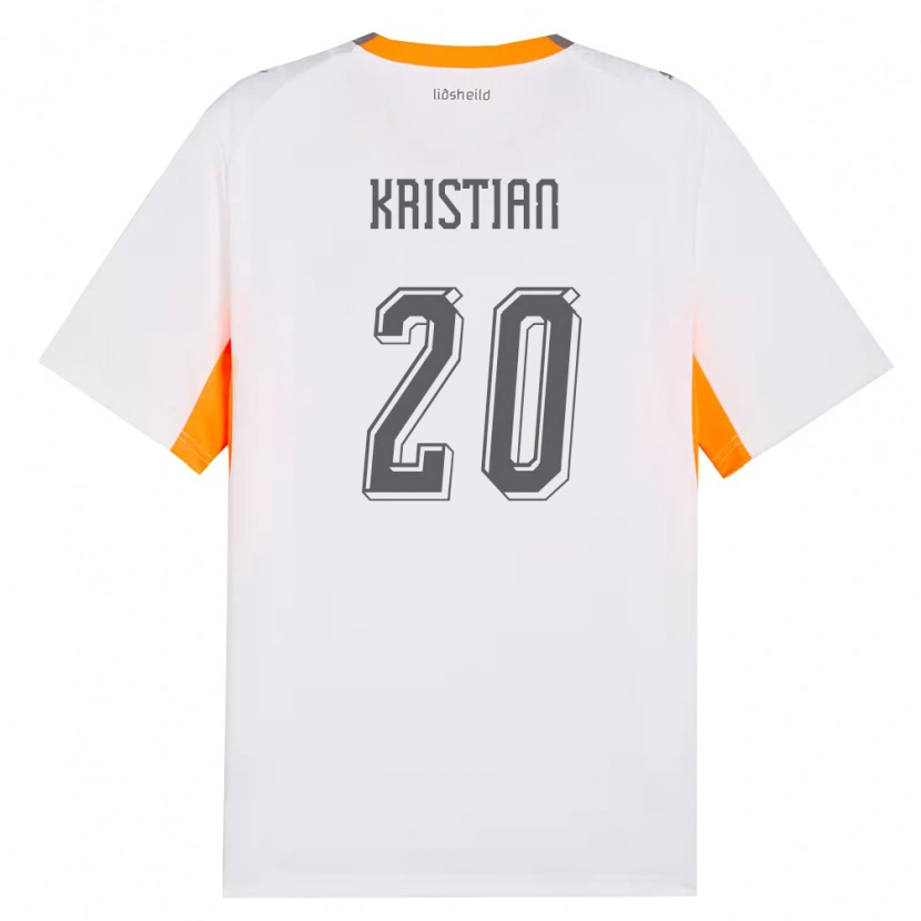 Danxen Mujer Camiseta Islandia Kristian Hlynsson #20 Blanco Naranja Gris 2ª Equipación 26-28 La Camisa