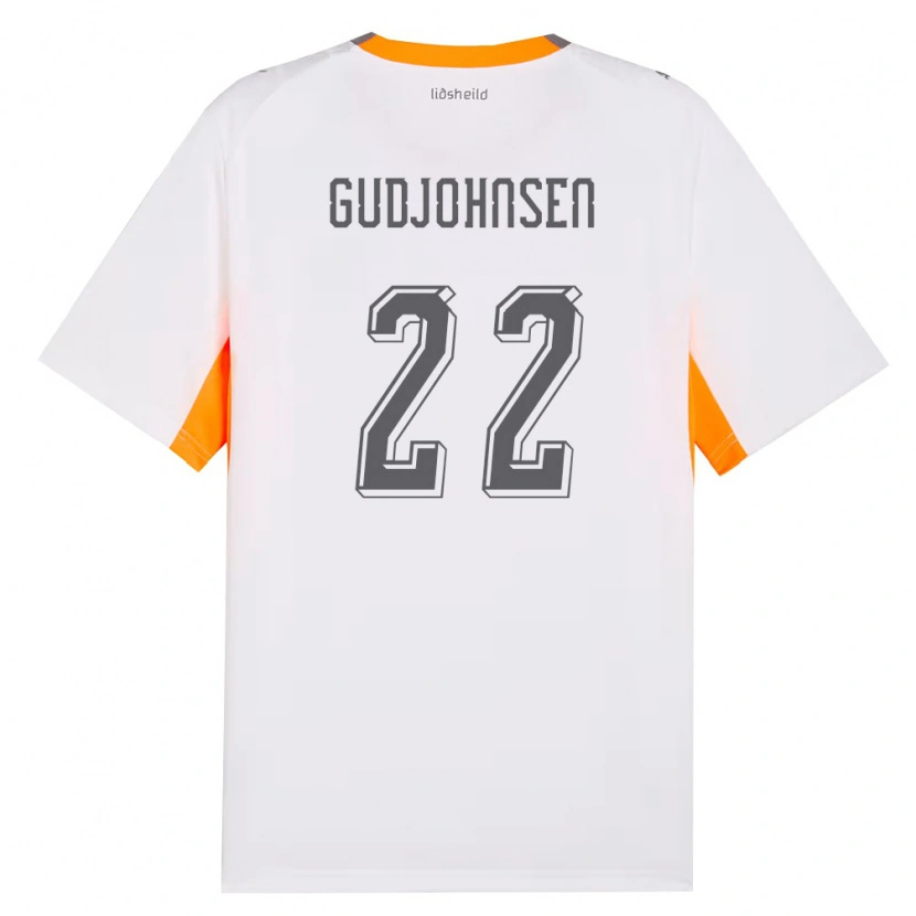 Danxen Mujer Camiseta Islandia Andri Gudjohnsen #22 Blanco Naranja Gris 2ª Equipación 26-28 La Camisa