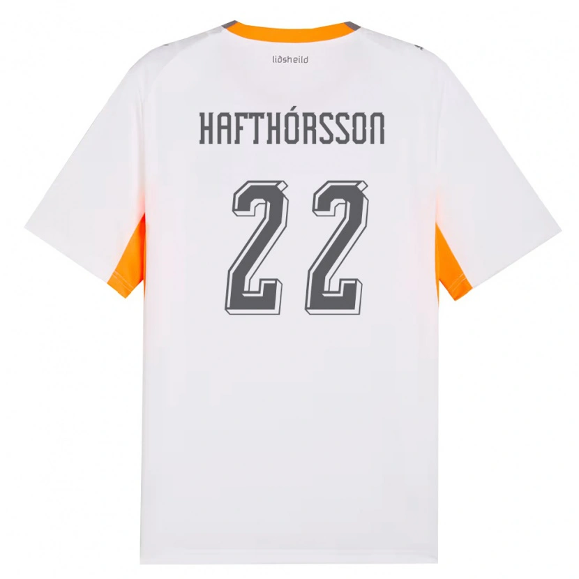 Danxen Mujer Camiseta Islandia Gestur Alexander Hafthórsson #22 Blanco Naranja Gris 2ª Equipación 26-28 La Camisa