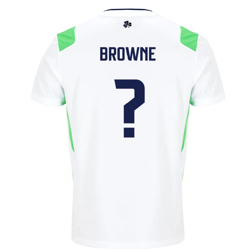 Danxen Mujer Camiseta Irlanda Luke Browne #0 Blanco Verde Claro 2ª Equipación 26-28 La Camisa