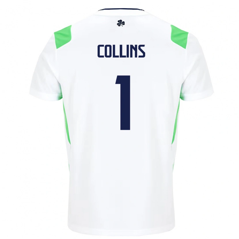Danxen Mujer Camiseta Irlanda Joe Collins #1 Blanco Verde Claro 2ª Equipación 26-28 La Camisa