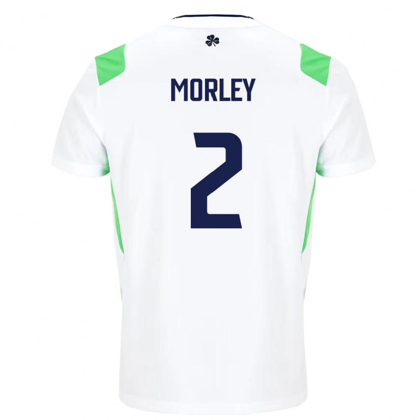 Danxen Mujer Camiseta Irlanda Thomas Morley #2 Blanco Verde Claro 2ª Equipación 26-28 La Camisa