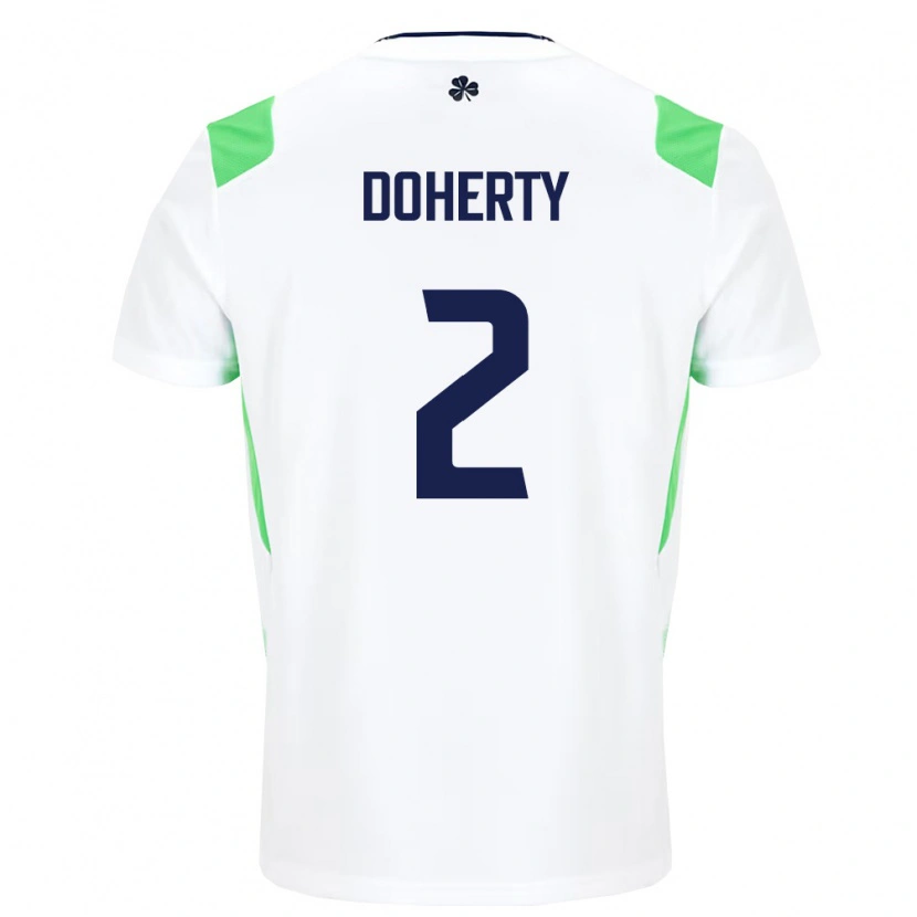Danxen Mujer Camiseta Irlanda Matt Doherty #2 Blanco Verde Claro 2ª Equipación 26-28 La Camisa