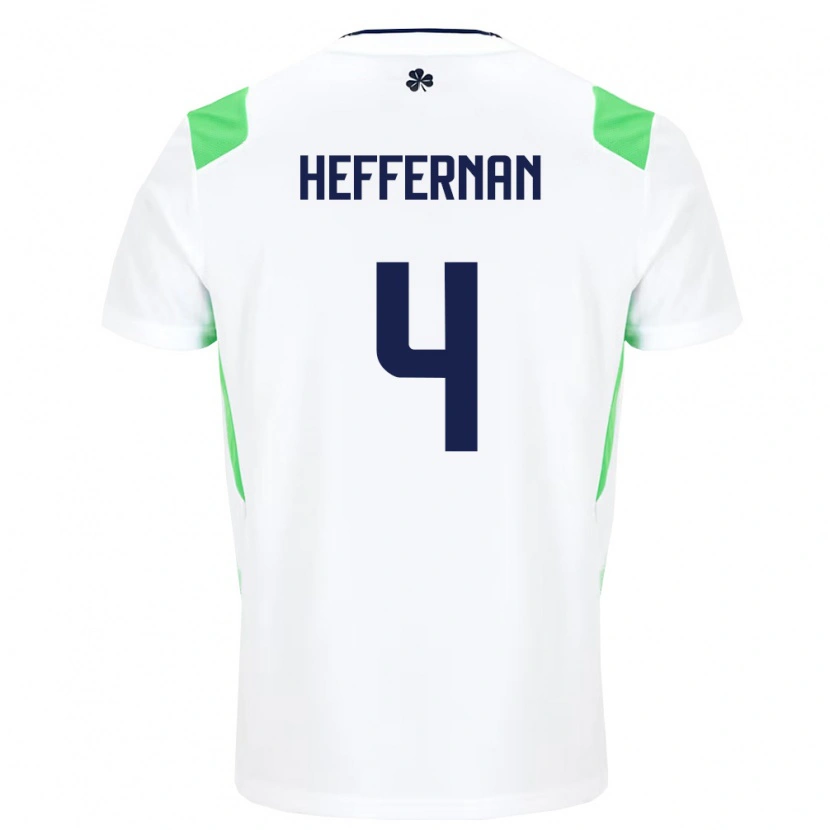 Danxen Mujer Camiseta Irlanda Cathal Heffernan #4 Blanco Verde Claro 2ª Equipación 26-28 La Camisa