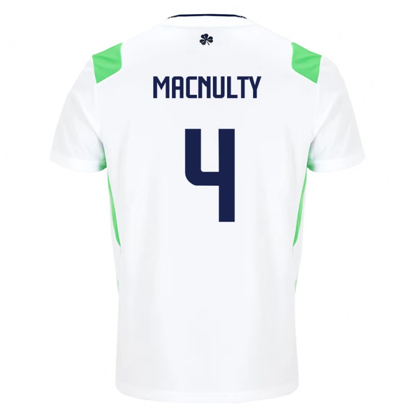 Danxen Mujer Camiseta Irlanda Anselmo García Macnulty #4 Blanco Verde Claro 2ª Equipación 26-28 La Camisa