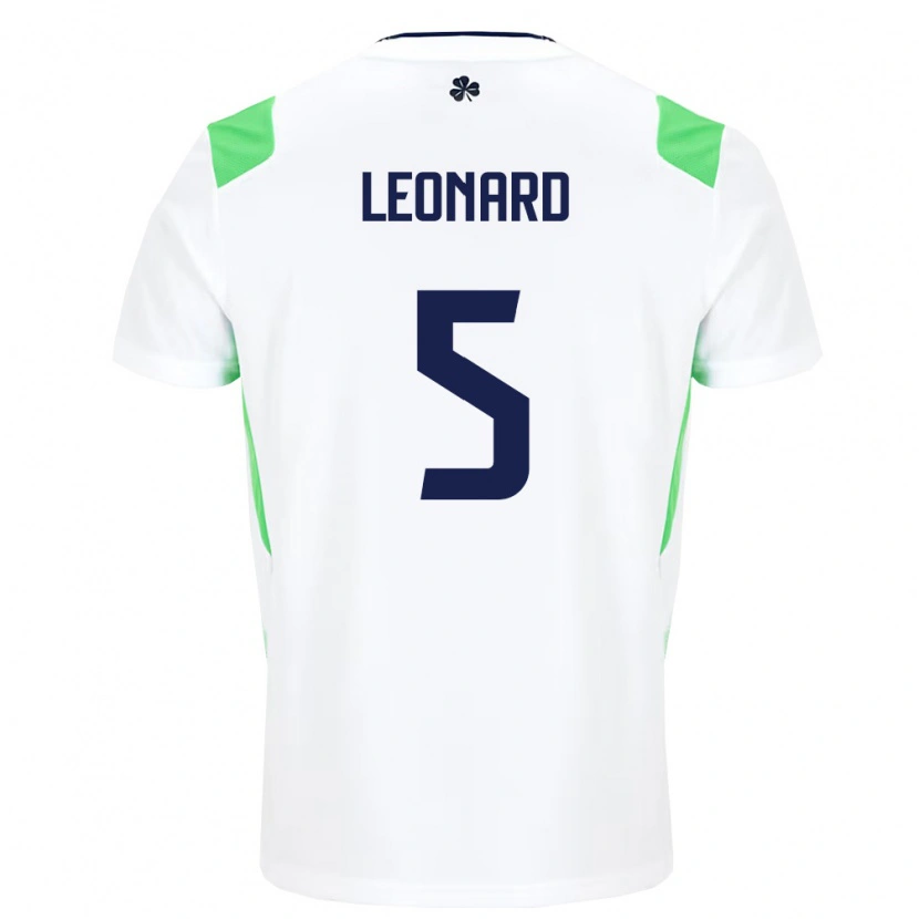 Danxen Mujer Camiseta Irlanda Vinnie Leonard #5 Blanco Verde Claro 2ª Equipación 26-28 La Camisa